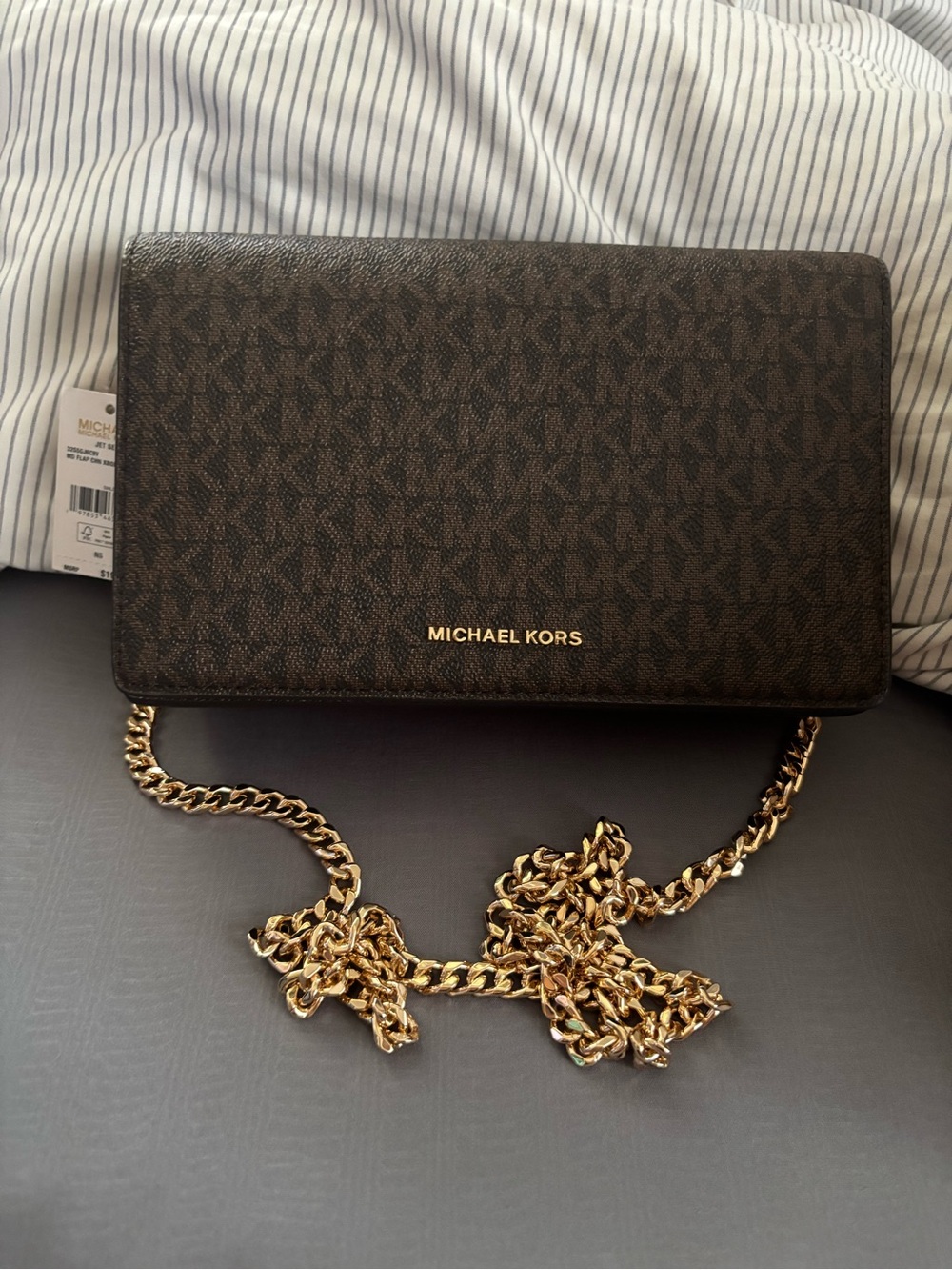 Michael Kors Jet Set brown medium flap chain crossbody